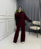 Amara Strick-Zweiteiler in Burgunderrot