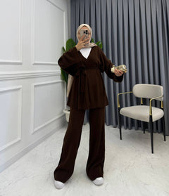 Amara Strick-Zweiteiler in Dunkelbraun