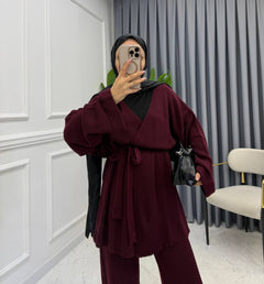 Amara Strick-Zweiteiler in Burgunderrot