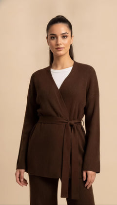 Coordinato in maglia Amara Marrone Scuro