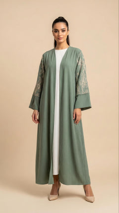 Amina Abaya Due Pezzi in Verde Kaki