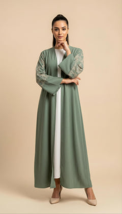 Amina Abaya Due Pezzi in Verde Kaki