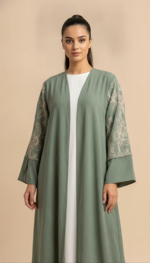 Amina Abaya Due Pezzi in Verde Kaki