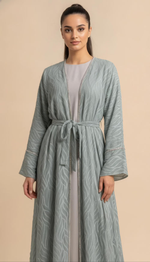 Amira Abaya Set in Light Blue