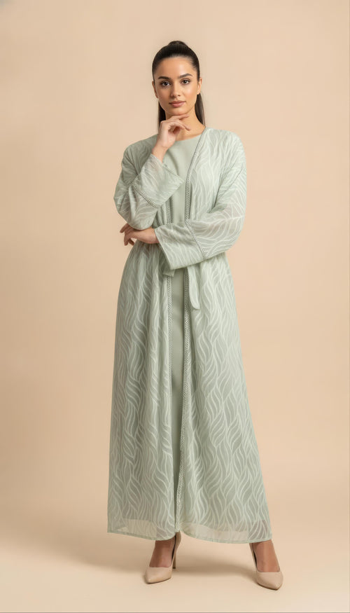 Set Abaya Amira in Verde Menta