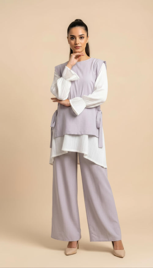 Coordinato Tre Pezzi Élise in Grigio Chiaro