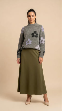 Maglione Flora Verde Kaki