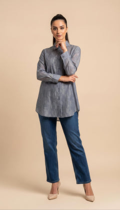Camicia Hana in Tencel Azzurro Chiaro