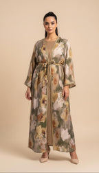 Dress with floral pattern and golden details