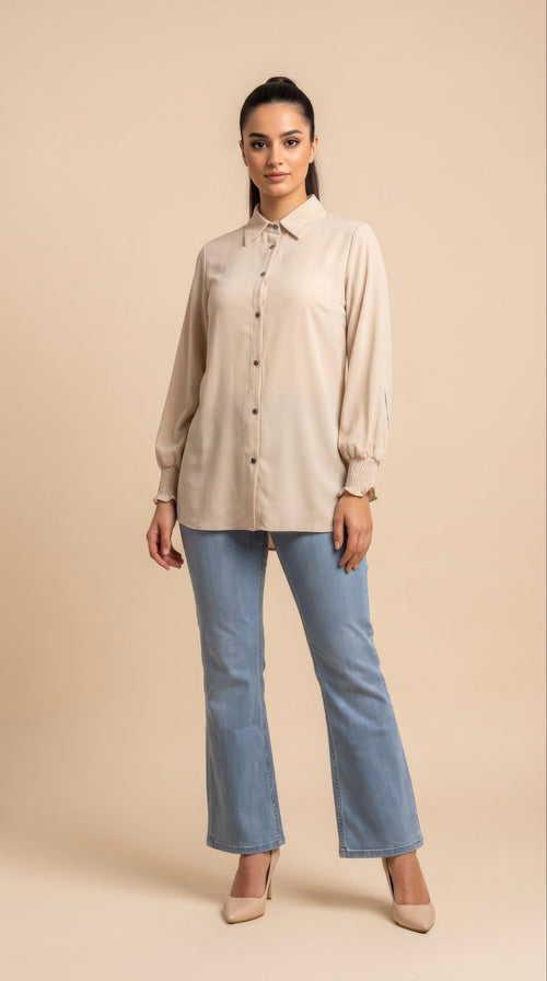 Camicia lunga con eleganti dettagli sulle maniche