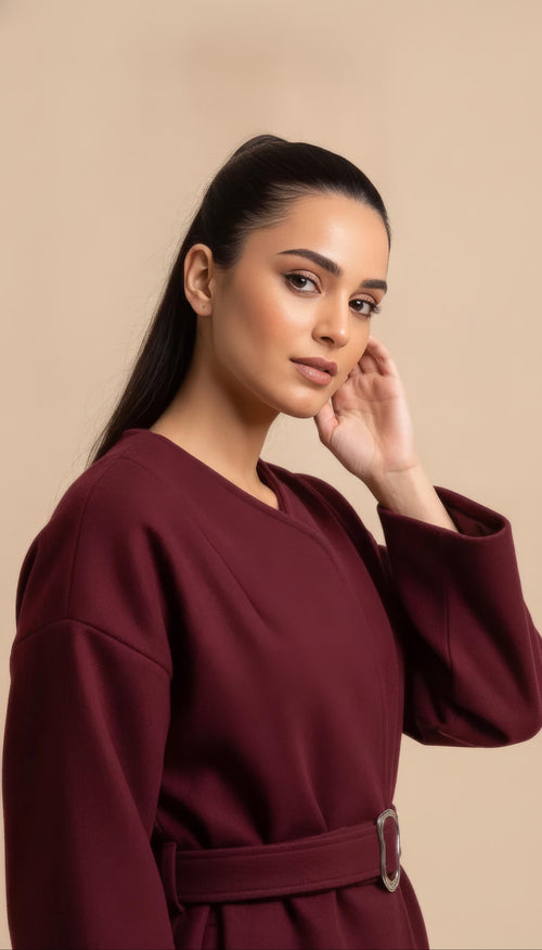 Giacca Nisa Bordeaux con Cintura