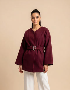 Giacca Nisa Bordeaux con Cintura