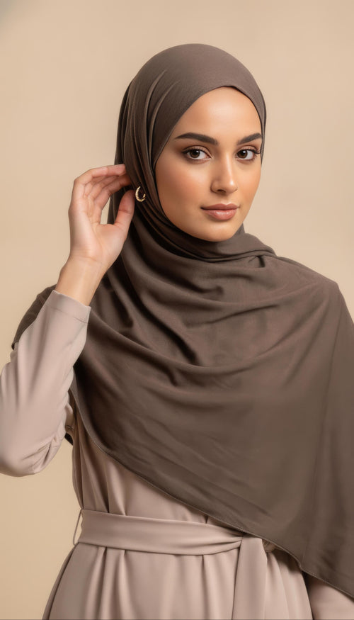 Premium Jersey Hijab - Marrone scuro