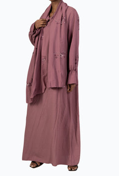 Abaya Ensemble Dunkelrosa