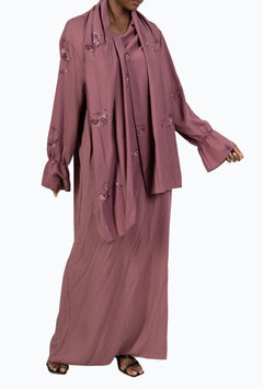 Abaya Ensemble Dunkelrosa