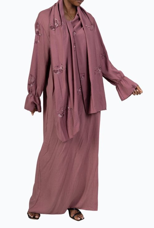 Abaya Ensemble Dunkelrosa