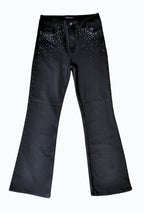 Glitzer-Flared Jeans in Dunkelgrau