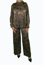 Eleganter Zweiteiler in Braun mit Marmor-Muster