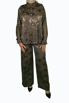 Eleganter Zweiteiler in Braun mit Marmor-Muster