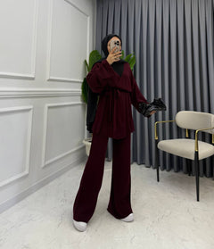 Amara Strick-Zweiteiler in Burgunderrot