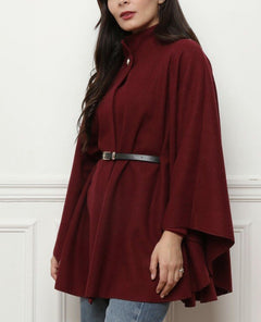 Aurora Jacke mit Gürtel in Burgunderrot