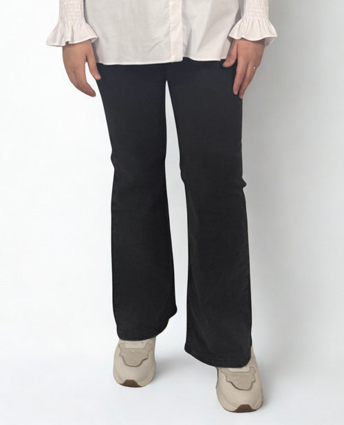 Glitzer-Flared Jeans in Dunkelgrau