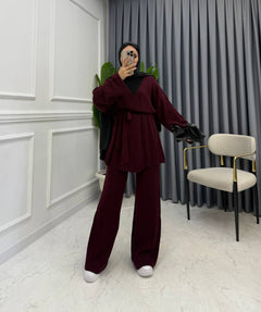 Amara Strick-Zweiteiler in Burgunderrot