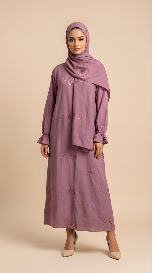 Abaya Ensemble Dunkelrosa