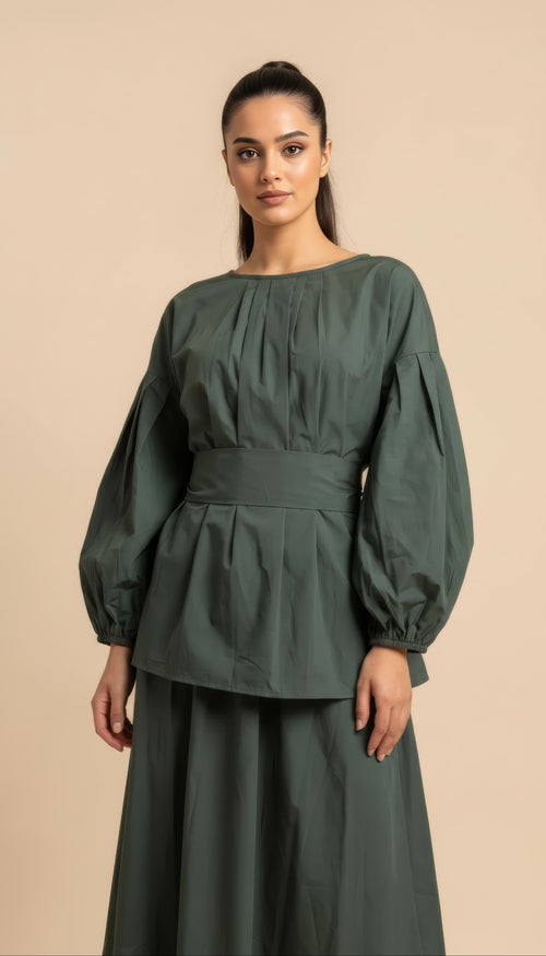 Amal Completo in Cotone in Verde Kaki