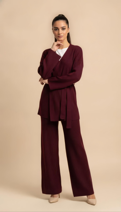 Coordinato in maglia Amara Bordeaux