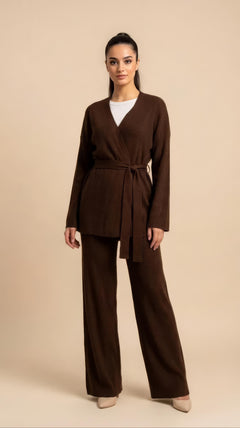 Coordinato in maglia Amara Marrone Scuro