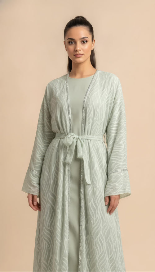 Set Abaya Amira in Verde Menta