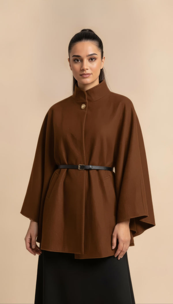 Aurora Jacke mit Gürtel in Dunkelbraun