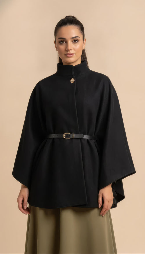 Aurora Jacke mit Gürtel in Schwarz