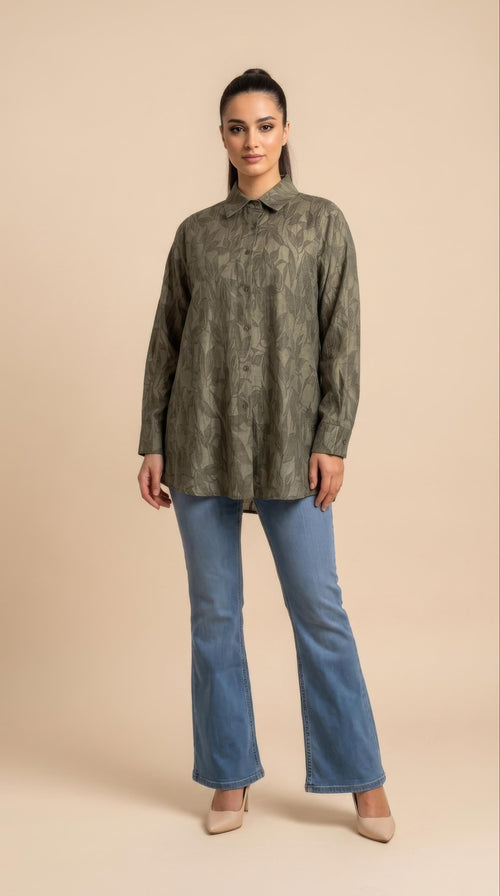 Camicia Hana in Tencel Verde Oliva