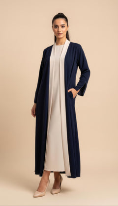 Abaya Layali Blu Scuro/Beige