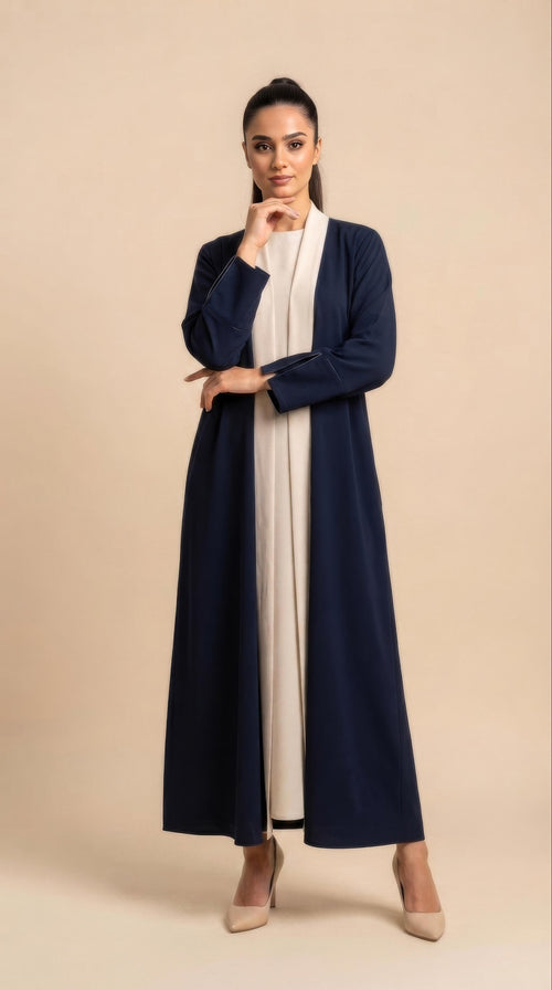 Abaya Layali Blu Scuro/Beige