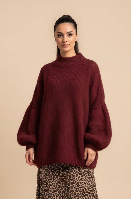 Maya Pullover in Burgenderrot