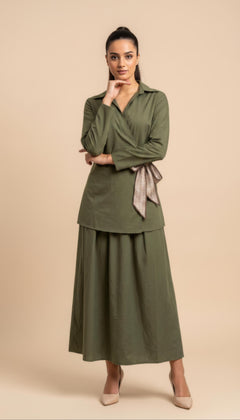 Mira Completo in Cotone in Verde Kaki