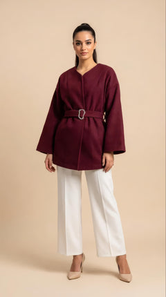 Giacca Nisa Bordeaux con Cintura