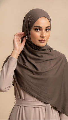 Premium Jersey Hijab - Marrone scuro