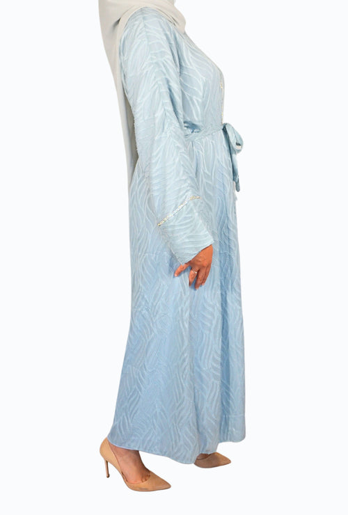 Abaya due pezzi con ricami e dettagli decorativi