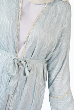 Abaya due pezzi con ricami e dettagli decorativi