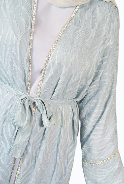 Abaya due pezzi con ricami e dettagli decorativi