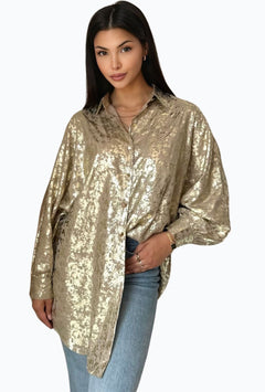 Camicia lunga con stampa metallizzata
