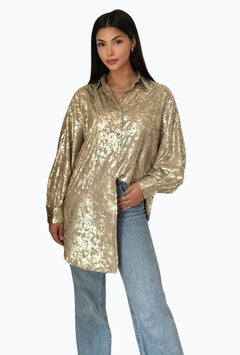 Camicia lunga con stampa metallizzata