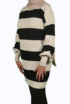  Maglione a righe con maniche a palloncino