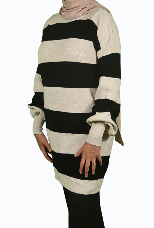  Maglione a righe con maniche a palloncino