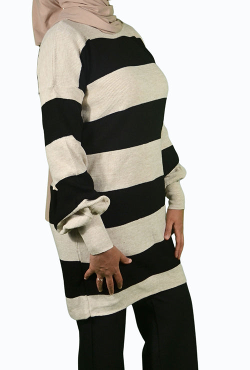  Maglione a righe con maniche a palloncino