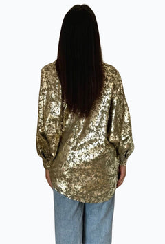 Camicia lunga con stampa metallizzata